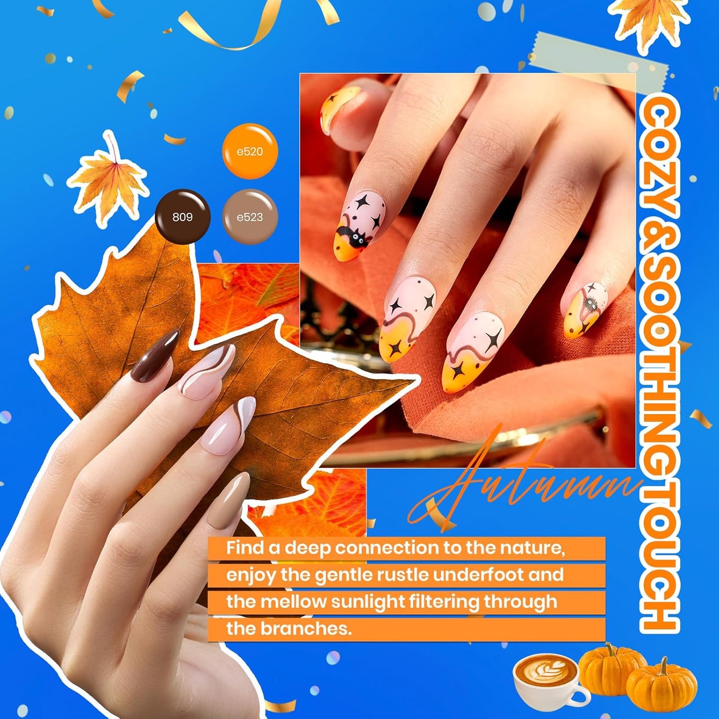 beetles Gel Polish Vivid Seasons, Fall Gel Nail Polish Set, 36 Colors Yellow Burgundy Purple Pink Jelly Shades, 45pcs with Base & Top Coat, UV LED Soak Off DIY Salon Set, Gift for Women & Girls