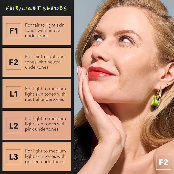 COVER FX Power Play Foundation - Shade L1 - Buildable Full Coverage - Waterproof Sweat-Proof Transfer-Proof - Natural Matte Finish - All Skin Types