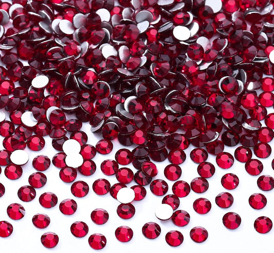 Siam Flatback Rhinestones, Glass Rhinestones for Nail Art and Craft, Glue Fix, Loose Crystal Gemstones(Siam, SS8, 2880pcs, 2.3-2.5mm)