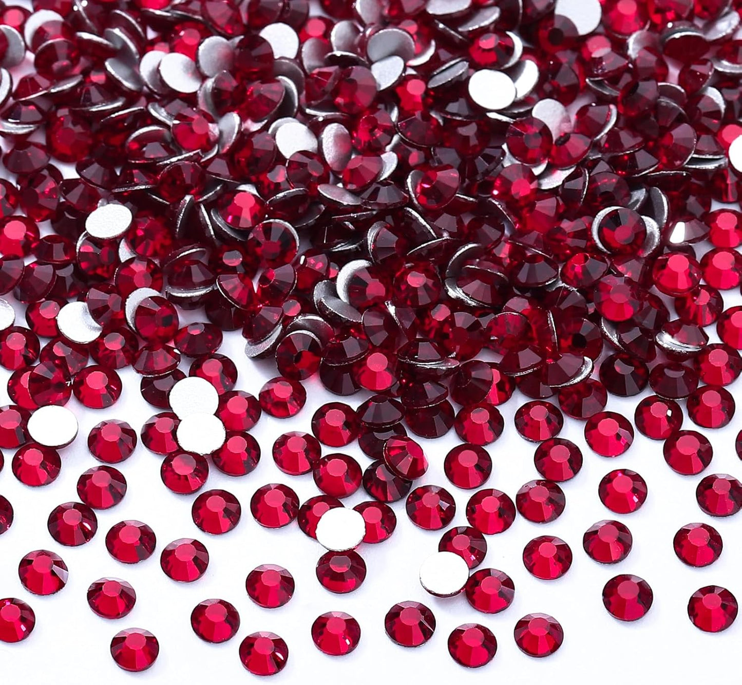 Siam Flatback Rhinestones, Glass Rhinestones for Nail Art and Craft, Glue Fix, Loose Crystal Gemstones(Siam, SS6, 2880pcs, 1.9-2.0mm)