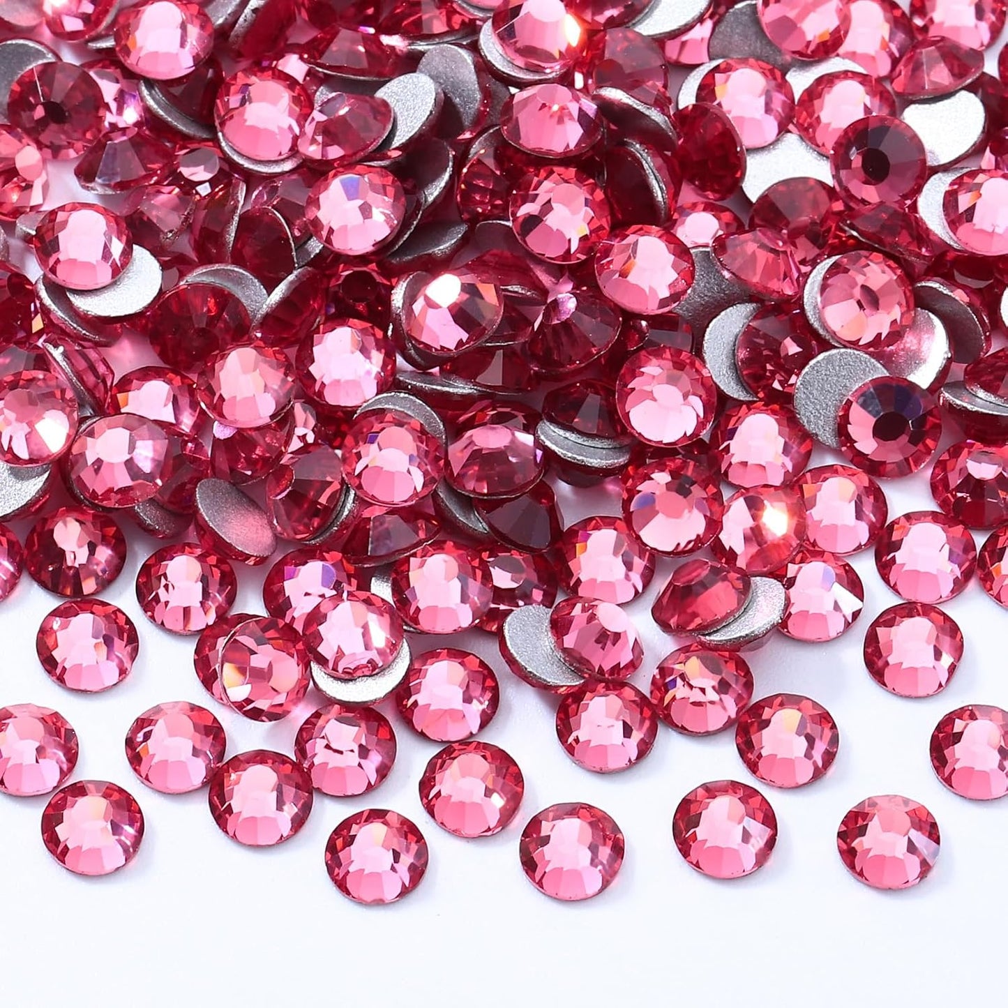 Rose Flatback Rhinestones, Glass Rhinestones for Nail Art and Craft, Glue Fix, Loose Crystal Gemstones(Rose, SS16, 2880pcs, 3.8-4.0mm)