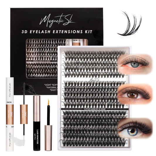 DIY Lash Extensions Kit 320pcs Individual Lashes Clusters 30D 40D 60D D Curl Eyelash Extension Kit with Applicator and Lash Bond&Seal, Lash Remover For False Eyelash Mix 11-20mm (30D+40D+60D KIT)