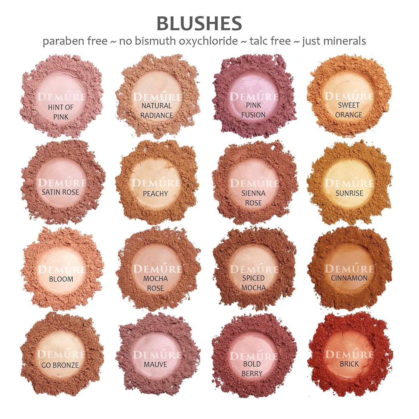 Demure Mineral Make Up Blush, Loose Powder, Natural, Professional, Cruelty Free Makeup, Blush Powder (Spiced Mocha)