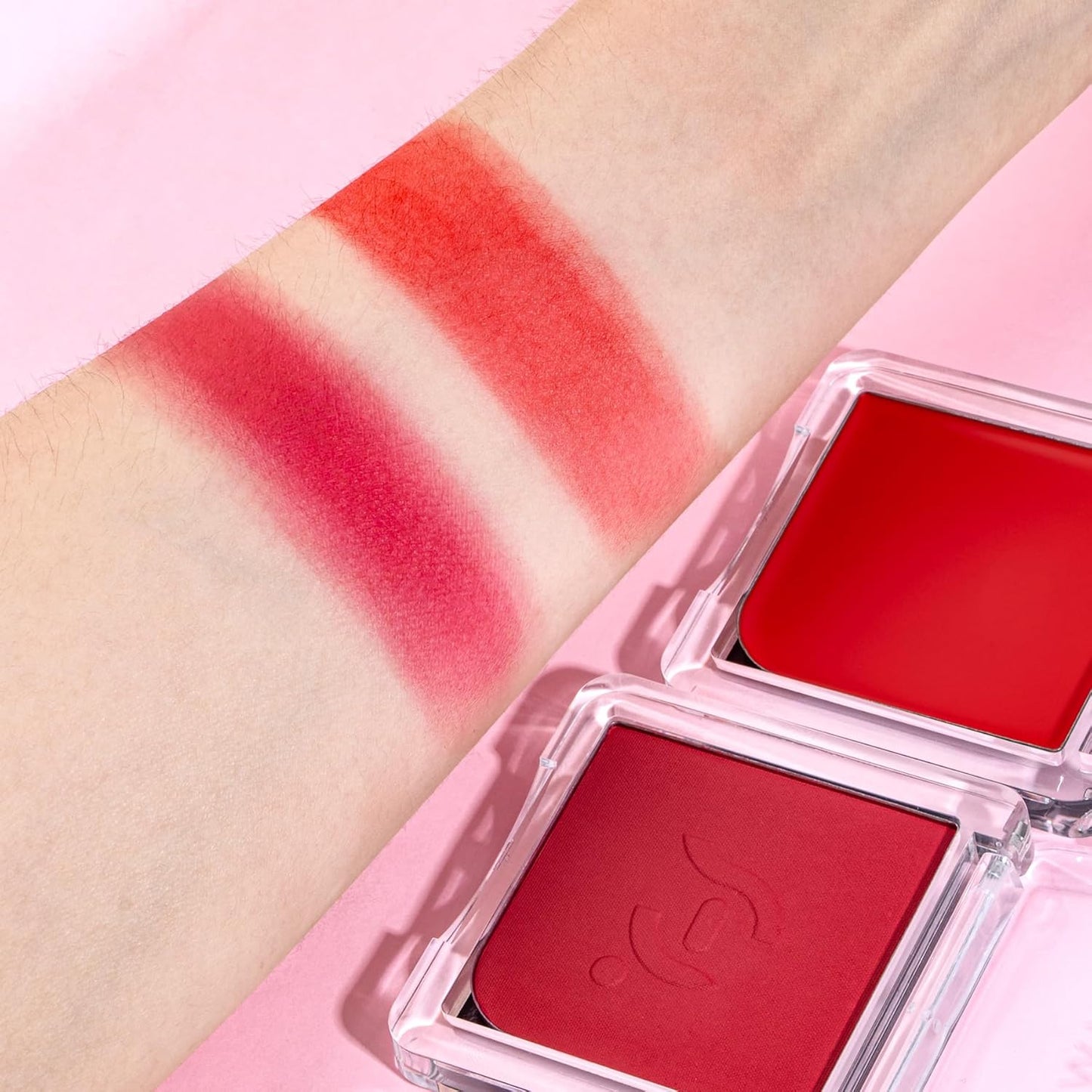 Blush Palette Duo – Cream & Powder Blush Set in Classic Red, Long-Wearing & Moisturizing, Easy to Blend, Radiant Coverage for Cheeks, Eyes & Lips, Magnetic Palette Compatible (2Pack,Merlot Mood)