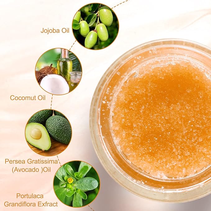 Lip Scrub, Lip Scrubs Exfoliator & Moisturizer, Lip Repair for Lush Soft Lips, Lip Moisturizer for Chapped Dry and Flaky Lips Treatment, Lip Scrubs (Orange)