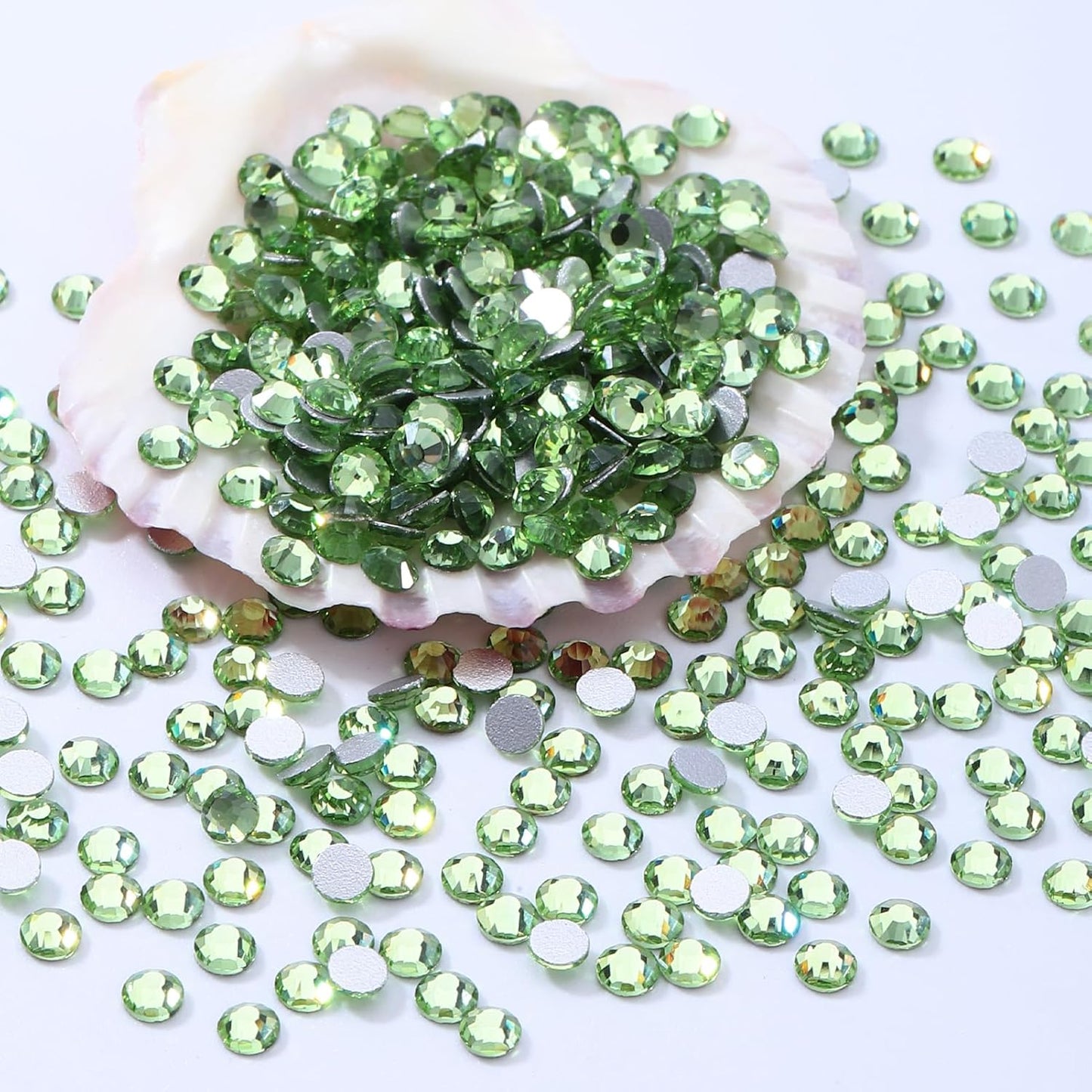 Light Green Flatback Rhinestones, Glass Rhinestones for Nail Art and Craft, Glue Fix, Loose Crystal Gemstones(Lt.Green, SS20, 2880pcs, 4.6-4.8mm)
