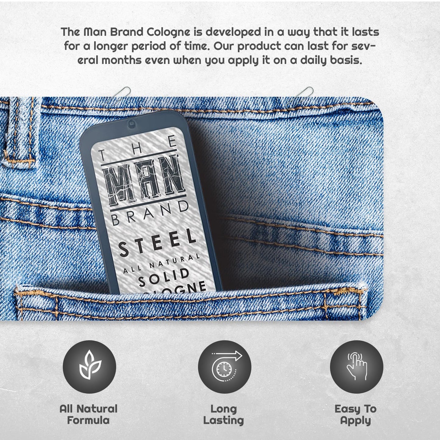 Steel Solid Cologne 0.75 oz - Natural Men's Cologne - Redefined men's fragrance Wax Cologne, Steel Travel Size Cologne for men - Solid Cologne Men's Steel Scent (3/4 Ounce (Pack of 1), Steel)