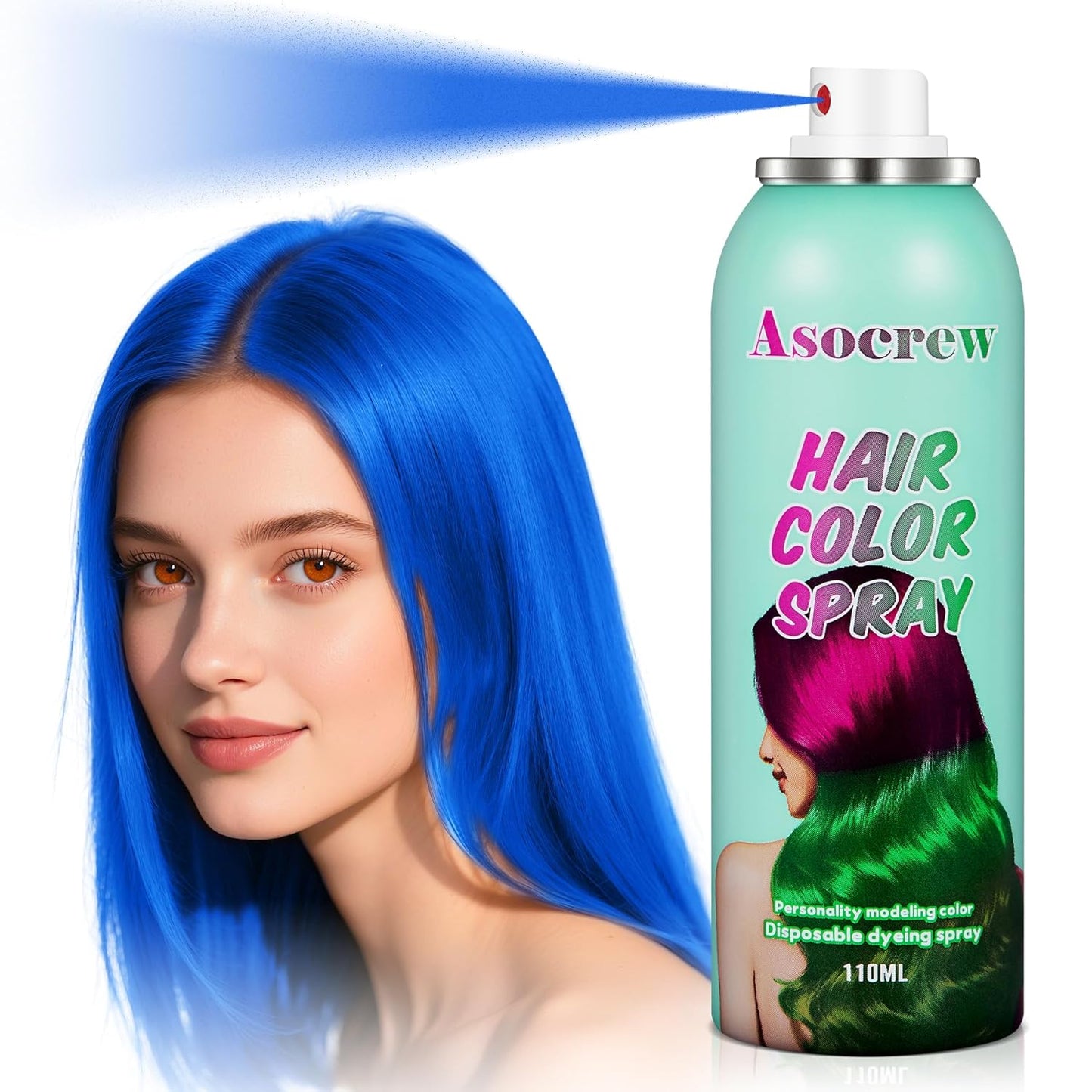 Blue Hair Spray,Hair Color Spray Dye,Temporary Hair Color Spray for Kids Women,Hair Color Dye Pomades,Washable Hair Coloring Natural Color Hair Spray for Party,Halloween,Cosplay(Blue)