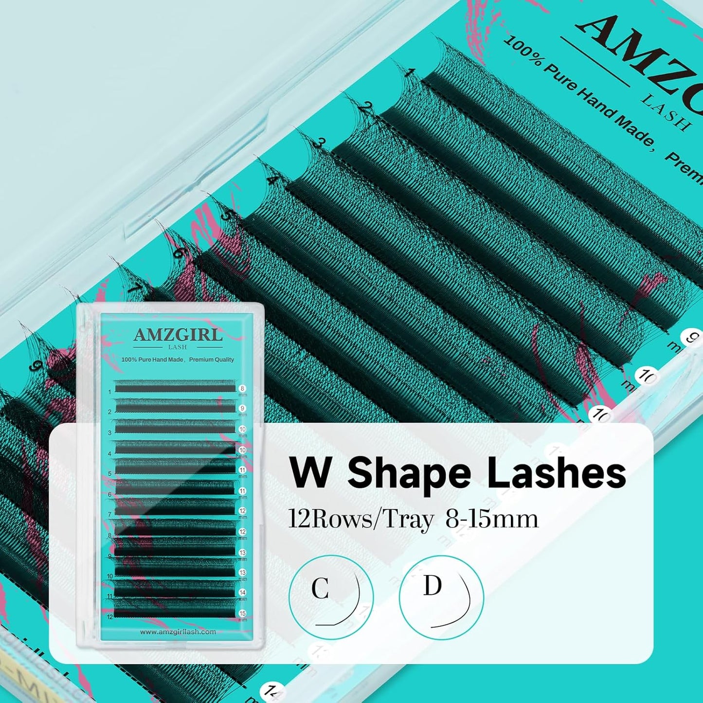 Eyelash Extensions 4DW C Curl,Mixed Tray Lash Extension Supplies Individual Lashes Premium Classic Lash Soft Super Matte Black Professional Eyelashes Extension(8-15mm)