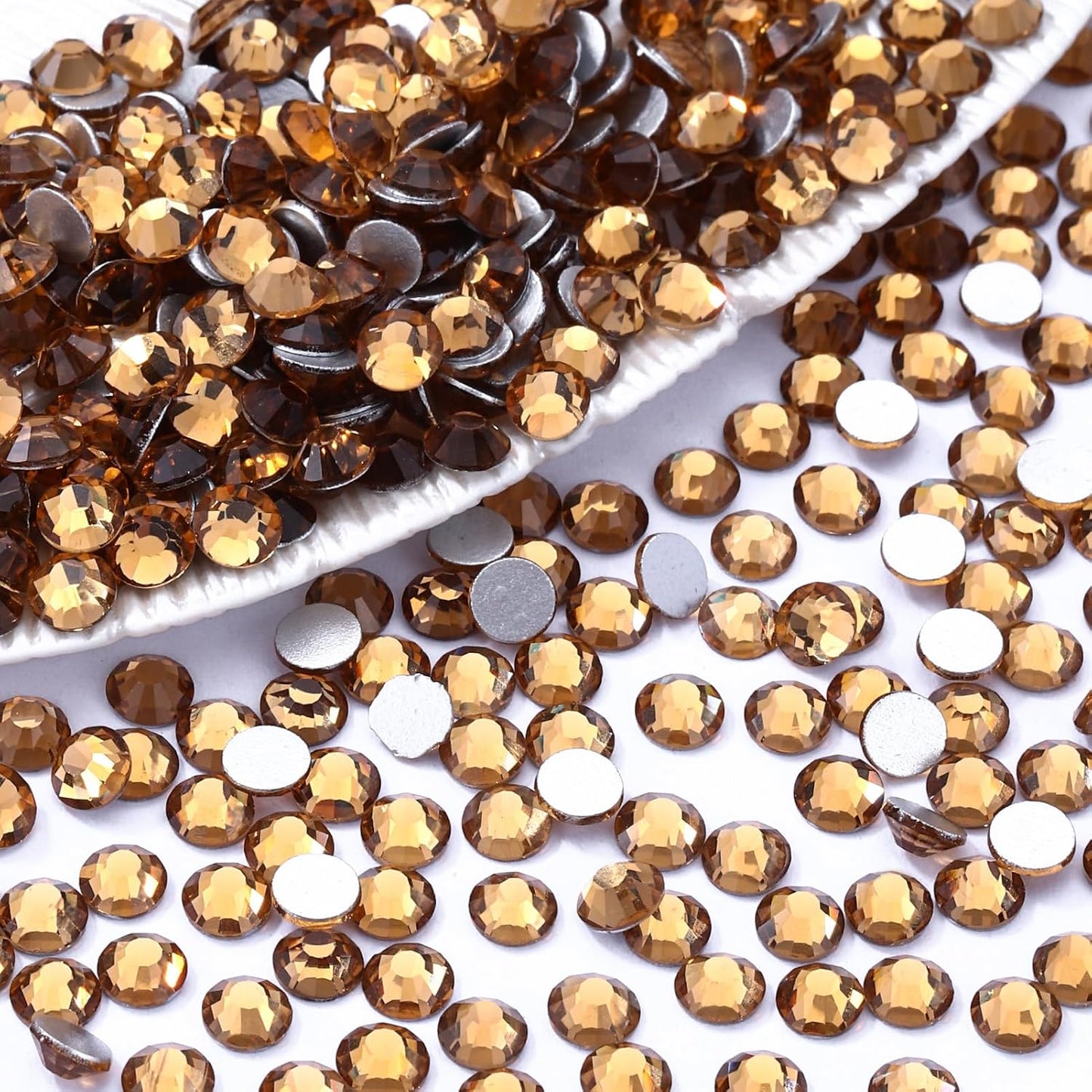 Topaz Flatback Rhinestones, Glass Rhinestones for Nail Art and Craft, Glue Fix, Loose Crystal Gemstones(Topaz, SS12, 1440pcs, 2.9-3.0mm)