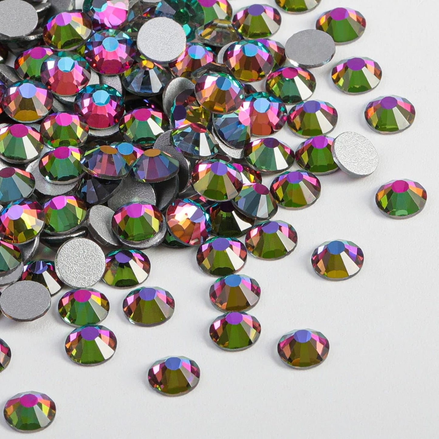 beadsland Flat Back Crystal Rhinestones Round Gems, Green Volcano (6.4-6.6mm) SS30/288pcs