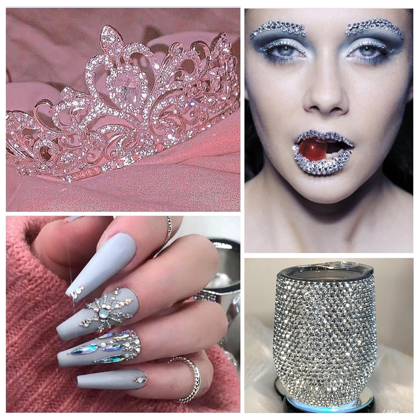 1440Pcs White Crystal Rhinestones,Glass Flatback Rhinestones Gemstones for Nail Face Makeup Art Crafts Clothes Decoration -(SS20,4.8mm,White)