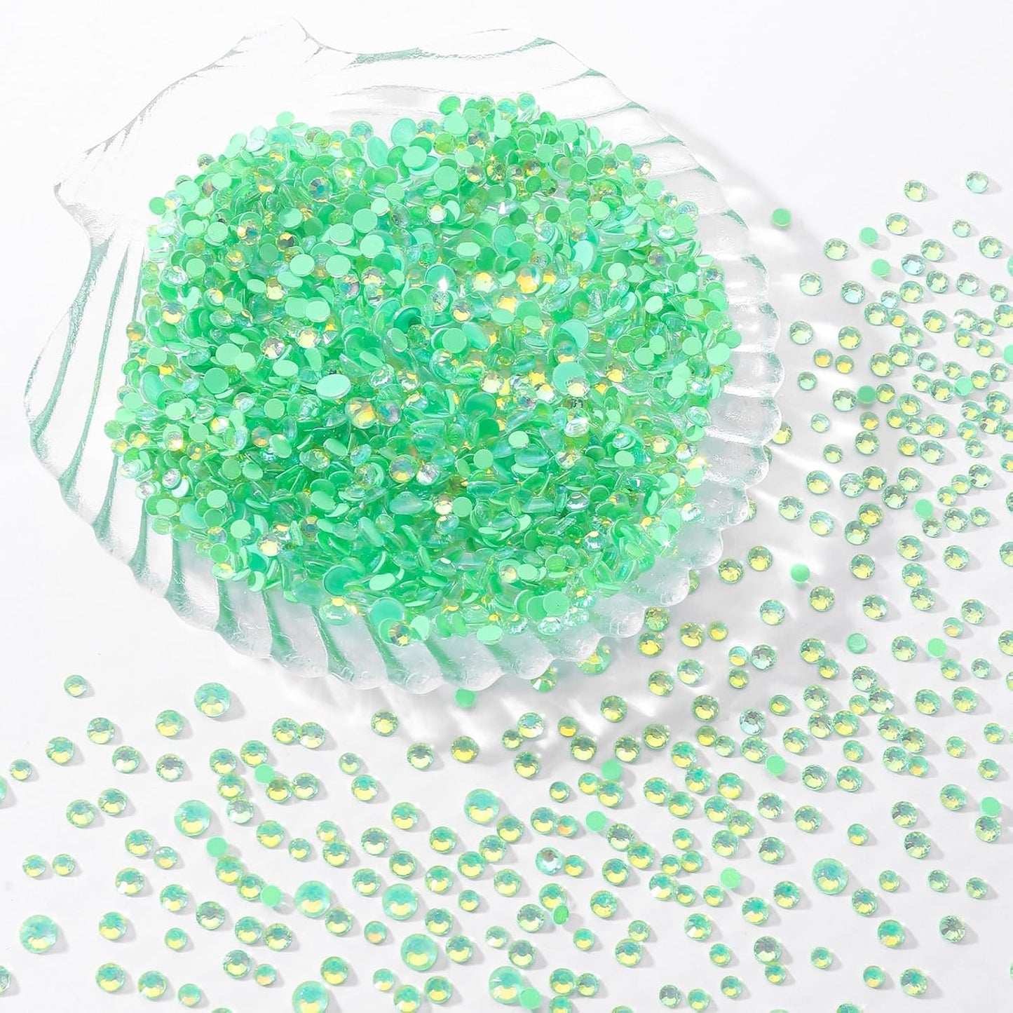 F Green Flatback Rhinestones, Glass Rhinestones for Nail Art and Craft, Glue Fix, Loose Crystal Gemstones(F Green, SS10, 1440pcs, 2.7-2.8mm)
