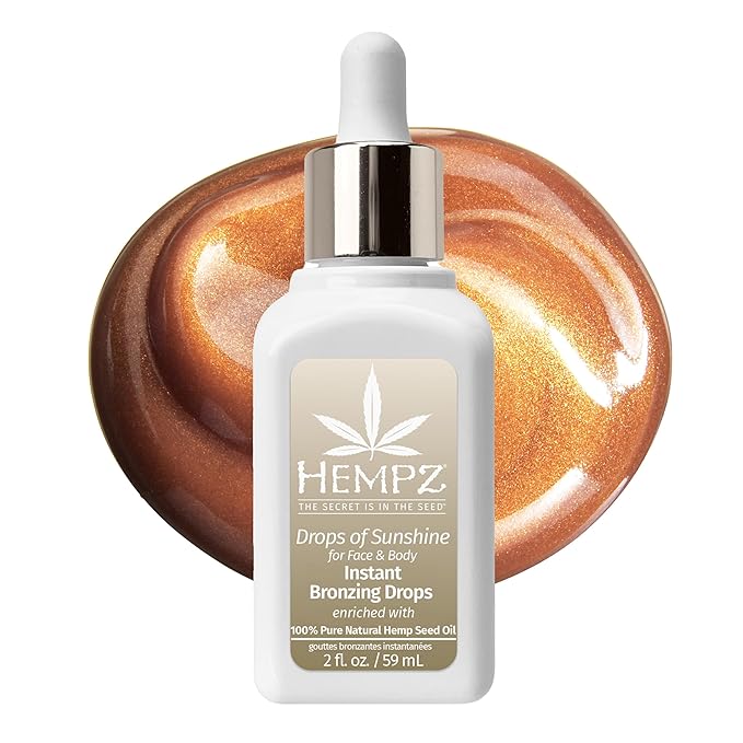 Hempz Instant Bronzing Drops, Face and Body Bronzer, Drops of Sunshine, 2 oz.