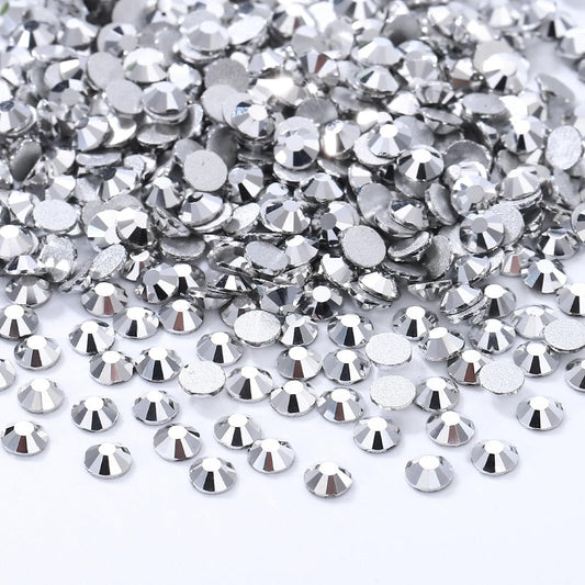 Silver Flatback Rhinestones, Glass Rhinestones for Nail Art and Craft, Glue Fix, Loose Crystal Gemstones(Silver, SS6, 2880pcs, 1.9-2.0mm)