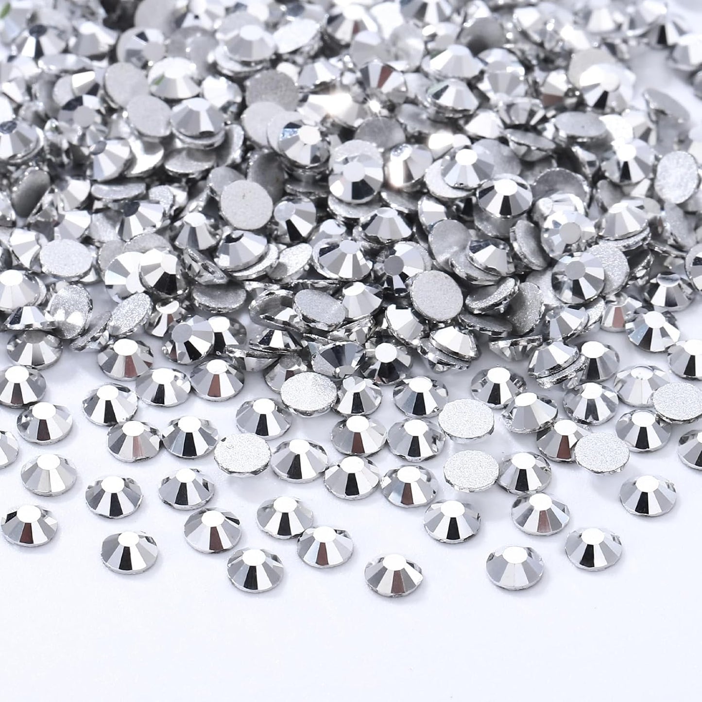 Silver Flatback Rhinestones, Glass Rhinestones for Nail Art and Craft, Glue Fix, Loose Crystal Gemstones(Silver, SS10, 2880pcs, 2.7-2.8mm)