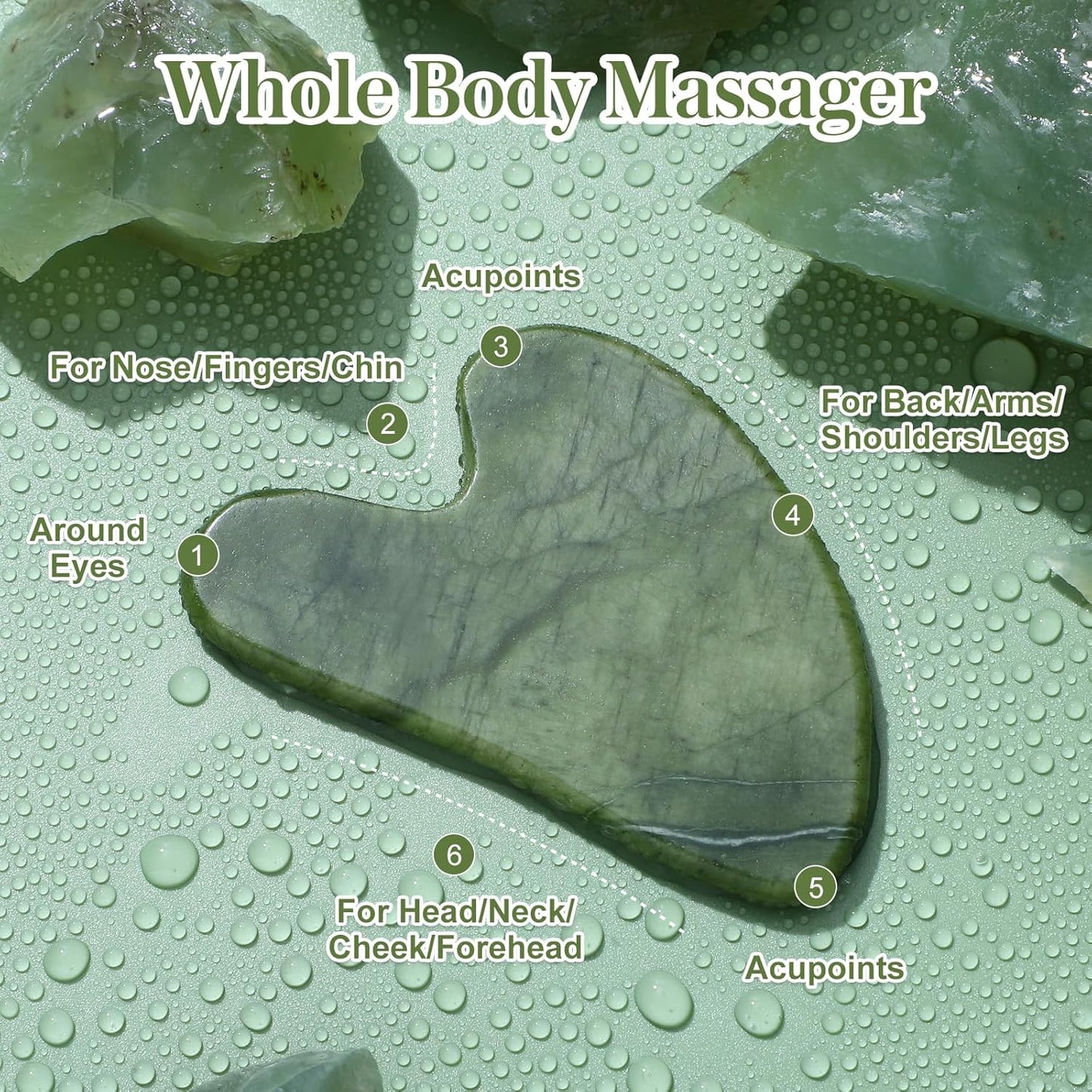 rosenice Gua Sha Scraping Massage Tool Natural Jade Guasha Board for Therapy Trigger Point Treatment Dark Green