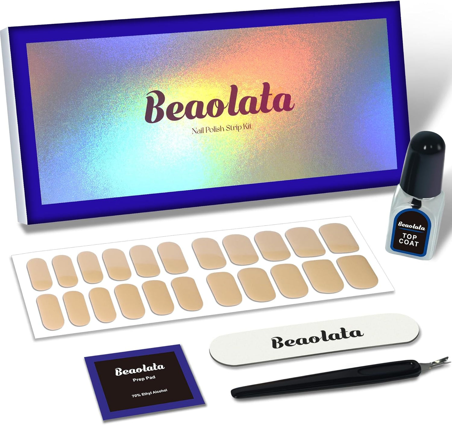 Nail Polish Strips, 44PCS Salon Quality Wraps with Top Coat, Long Lasting Gel Nail Stickers for Women Easy Apply& Remove (Eating Gingersnap Yellow)