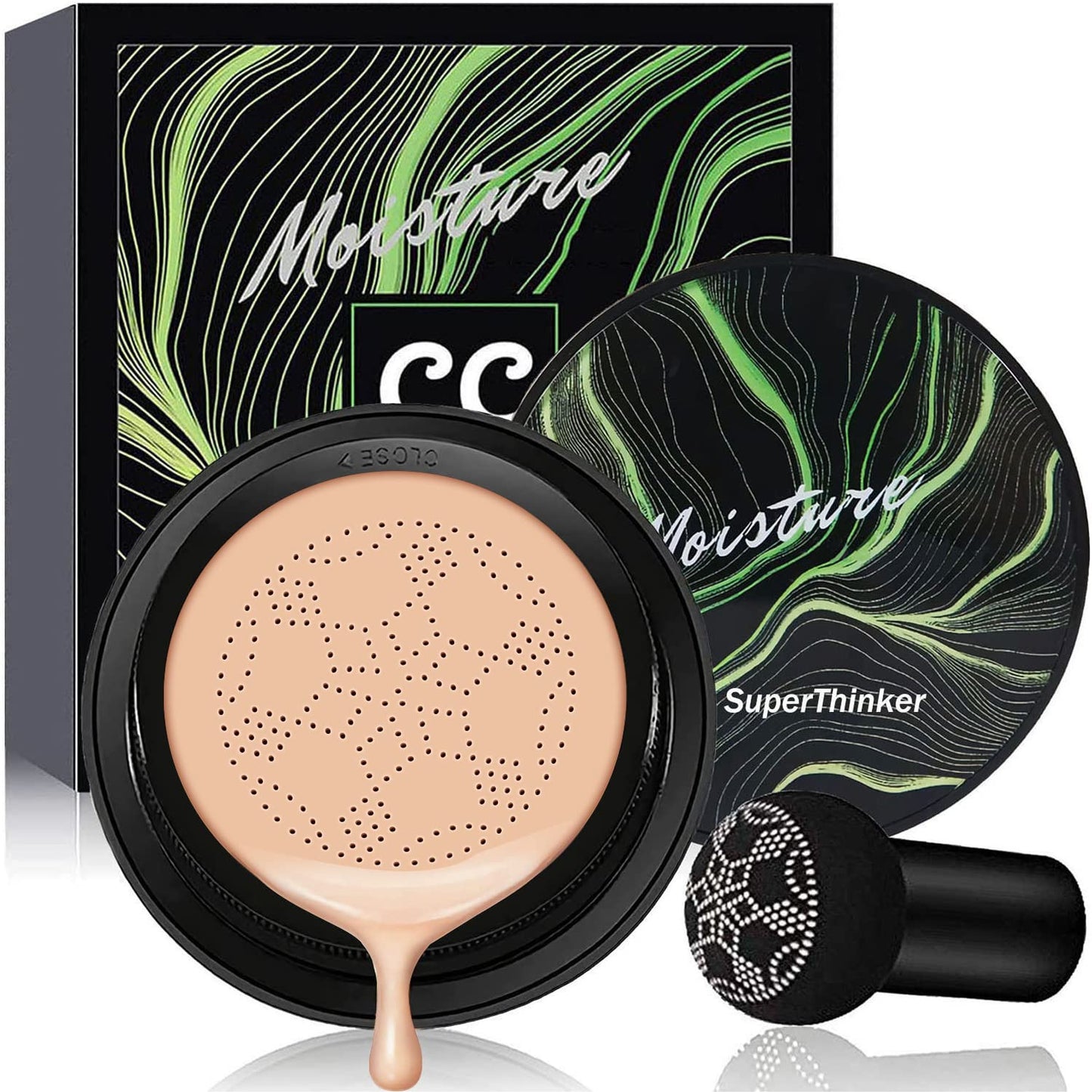 Air Cushion CC Cream Mushroom Head Cushion Foundation, BB Cream Face Makeup for Mature Skin Moisturizing Concealer Brighten Long-Lasting, Even Skin Tone for All Skin Types (Nude)