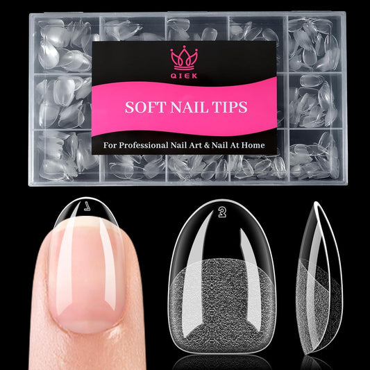 Short Round False Nail Tips, 15 Sizes 510 PCS Clear Soft Press On Fake Nail Pre-shaped Half Matte Full Cover Gel Nail Tips Extensions Strong Thick Long Lasting for DIY Beginners & Salon Manicure