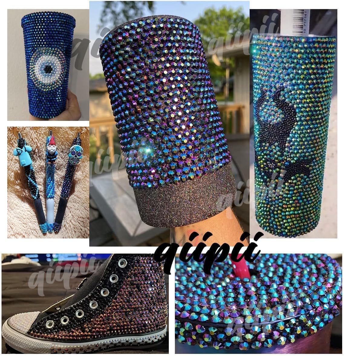 4 Boxes Classic Jean Blue Resin Crystal Rhinestones w B7000 Jewelry Glue for Bedazzling Crafting 3mm 4mm 5mm 6mm Flatback Stones Diamonds Crystals Gems for Face Makeup Tumblers Bottles Crafts