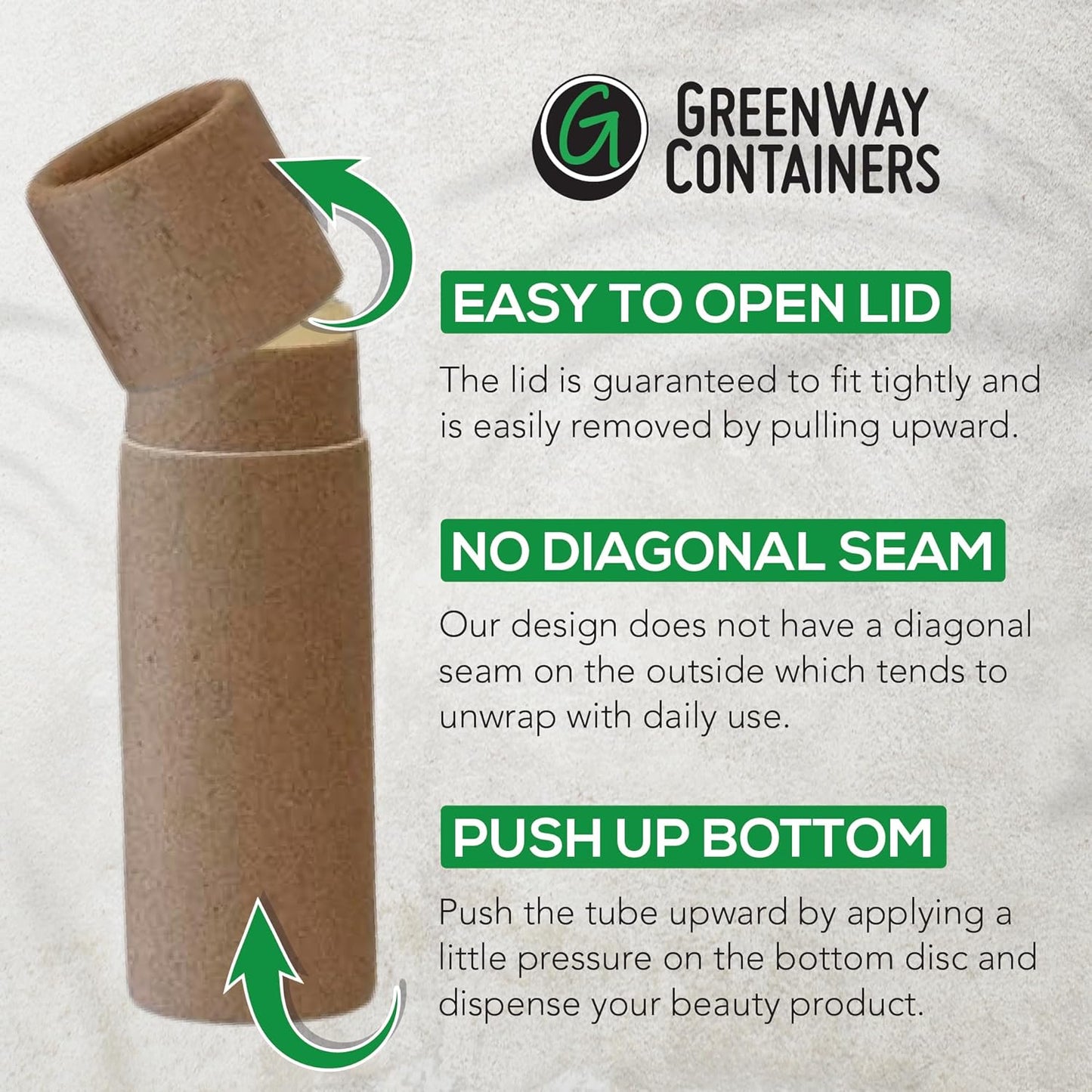 GreenWay 0.15oz / 4.25g Kraft Paperboard Lip Balm Tubes with Lids - 12 Pack Lip Gloss Tubes Refillable DIY Cosmetic Containers – Extra Thick Push-Up Bottom Lip Balm Containers - Brown