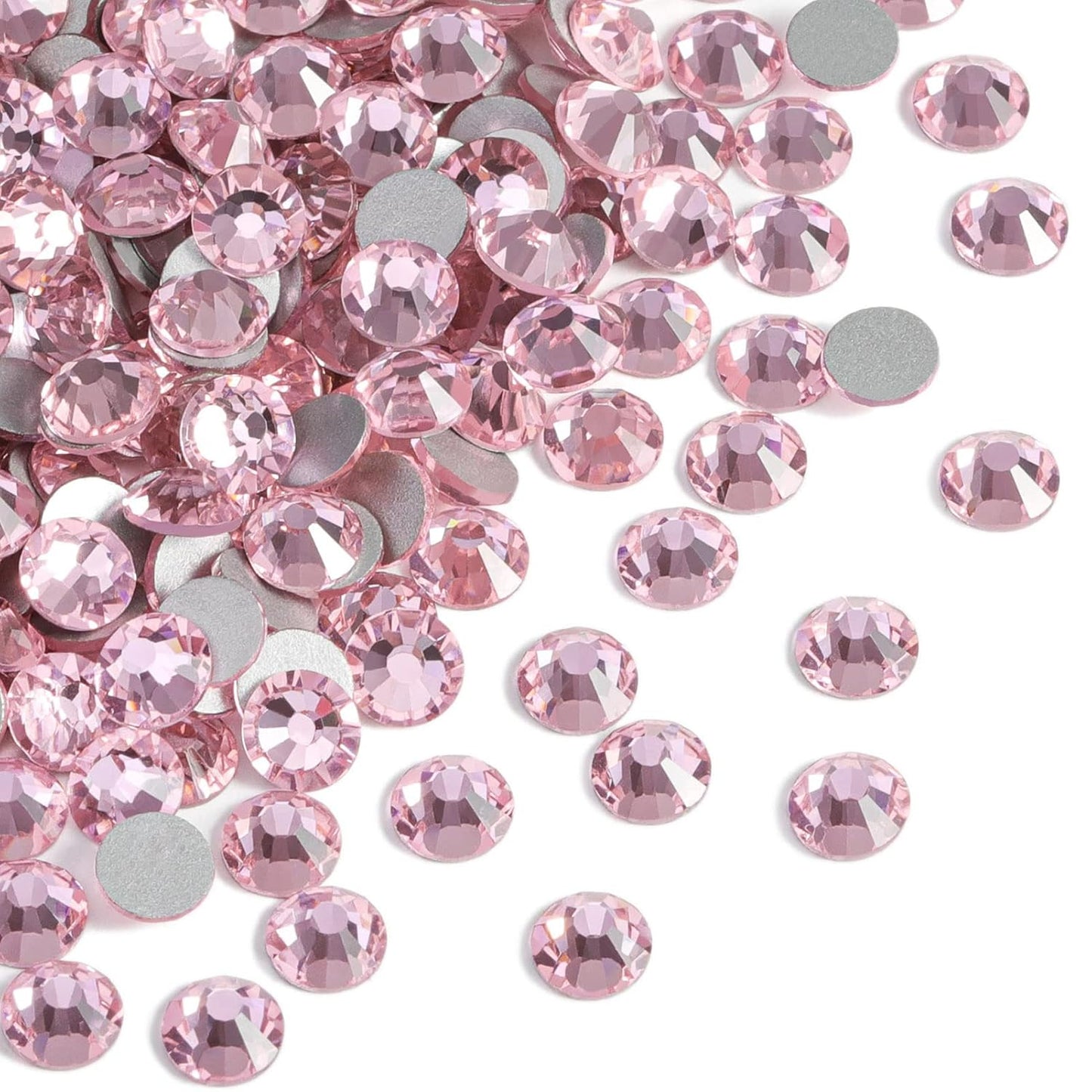 beadsland Flat Back Crystal Rhinestones Round Gems, Light Pink (1.3-1.4mm) SS3/1440pcs