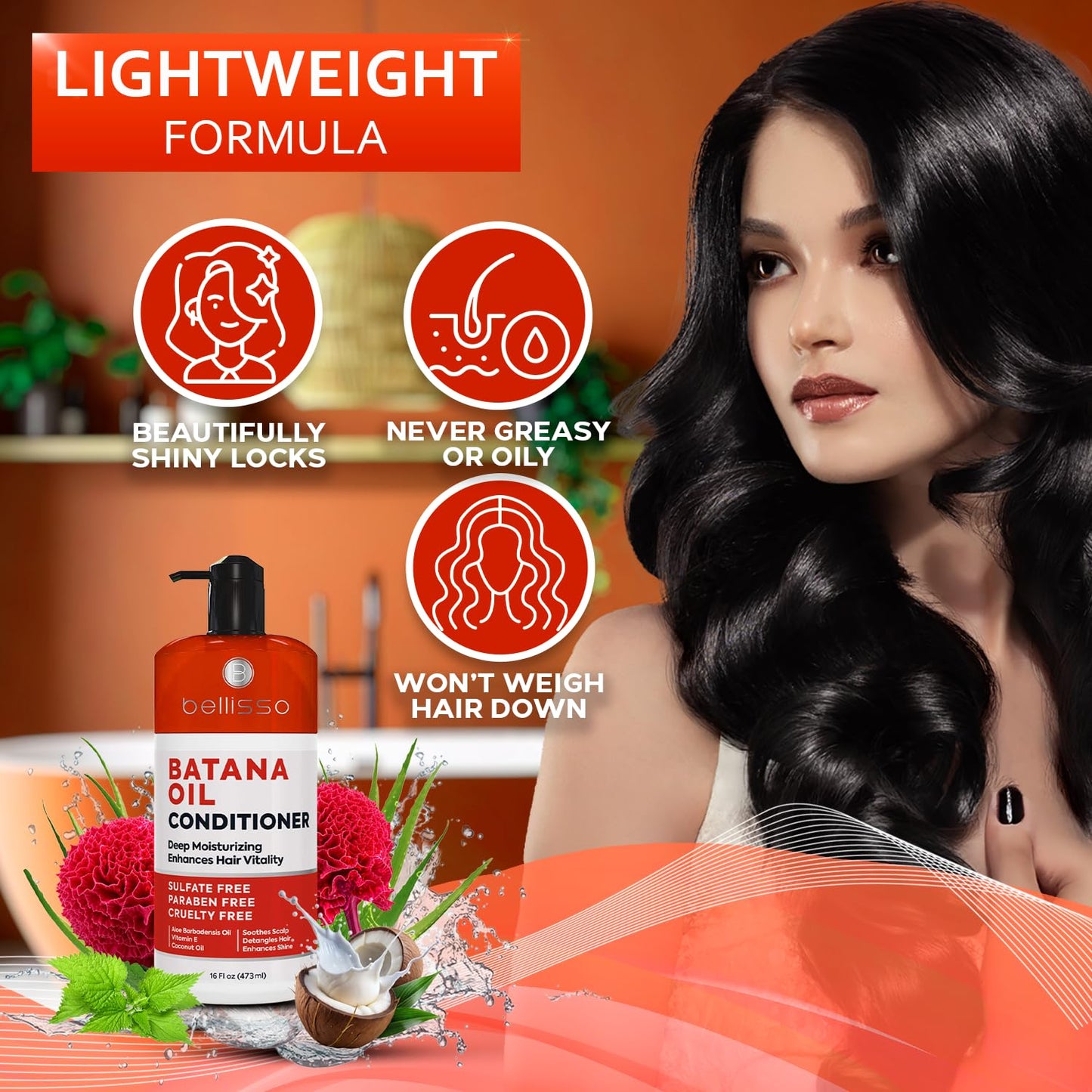 BELLISSO Batana Oil Conditioner for Women and Men - Sulfate Free, Volumizing Treatment for Thinning Hair - Thickening, Volume Boost - 16 Fl Oz