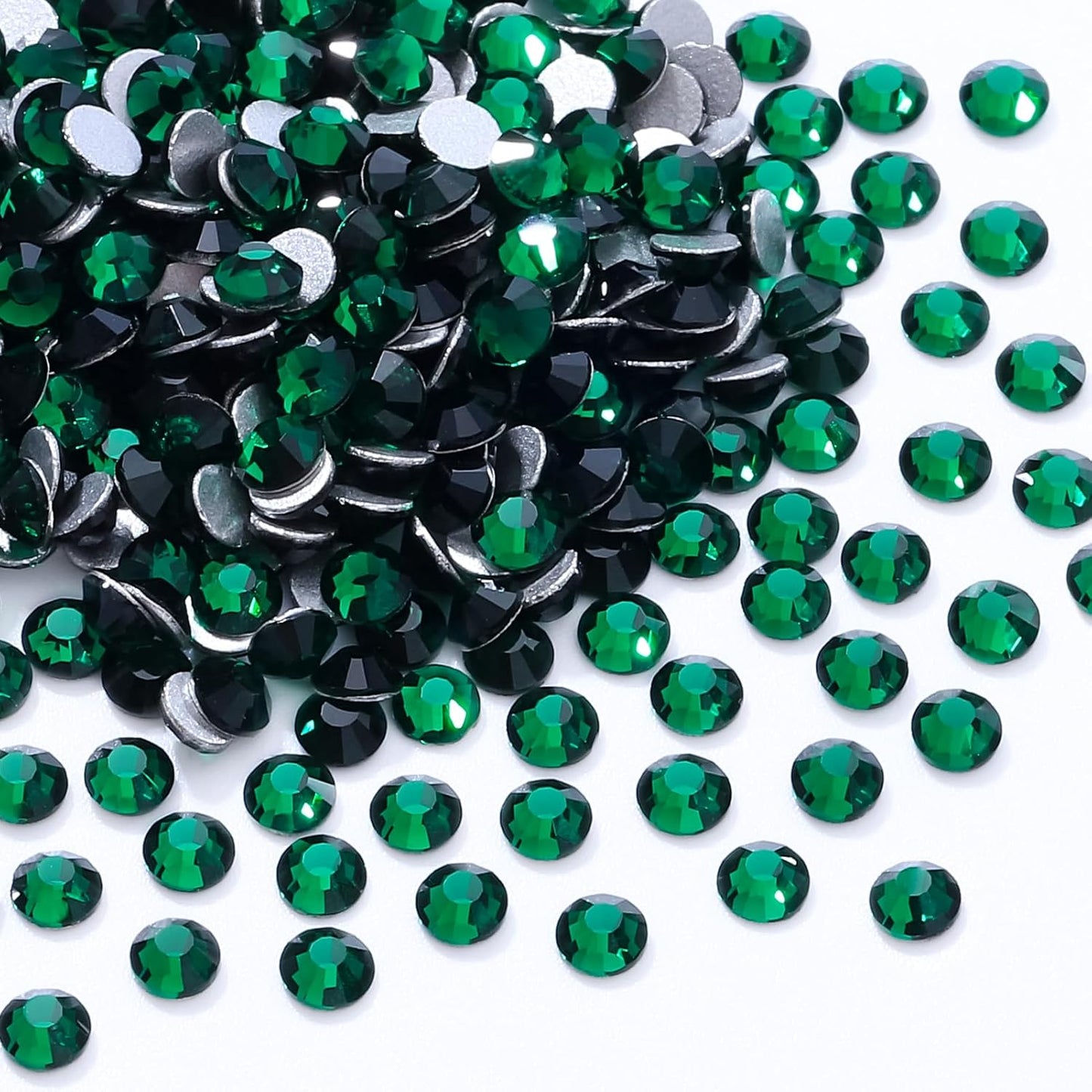 Malachite Green Flatback Rhinestones, Glass Rhinestones for Nail Art and Craft, Glue Fix, Loose Crystal Gemstones(Green, SS4, 1440pcs, 1.5-1.7mm)
