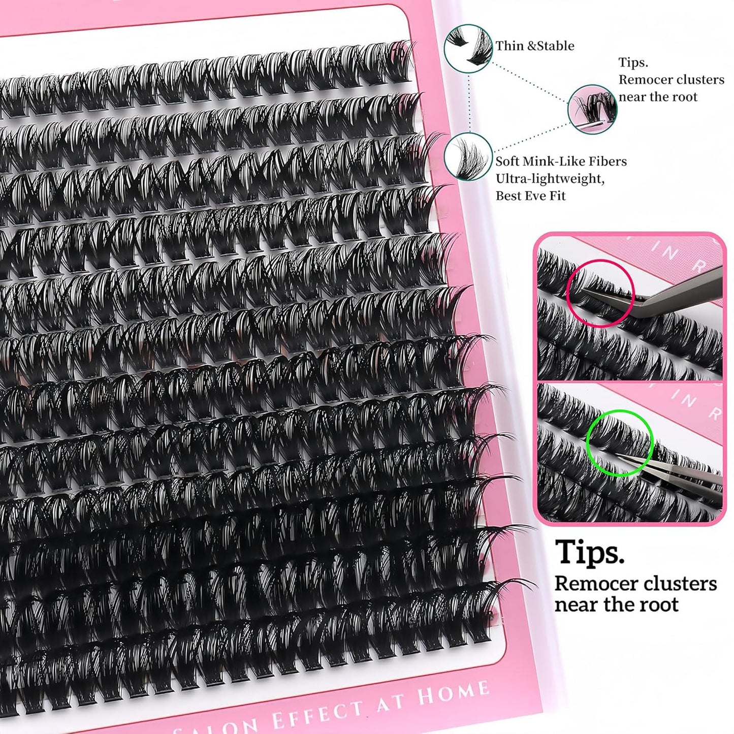 3 Styles Lashes Cluster Kit 720Pcs Eyelash Extensions Kit 40P+60P+80P Bulk Pack D Curl Volume False Eyelashes DIY Individual Wispy Fake Eye Lashes Combo Packs with Bond&Seal |Tweezers | Removers