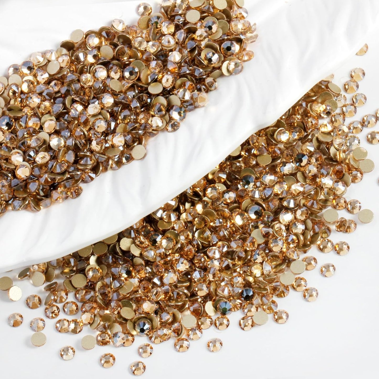 3000 PCS SS10 Flatback Rhinestones,12-Facet Diamond-Cut Glass Gems for Nail Art,Clothing,DIY Crafts,Glue-On Decoration Stones with Silver Backing,Golden Shadow