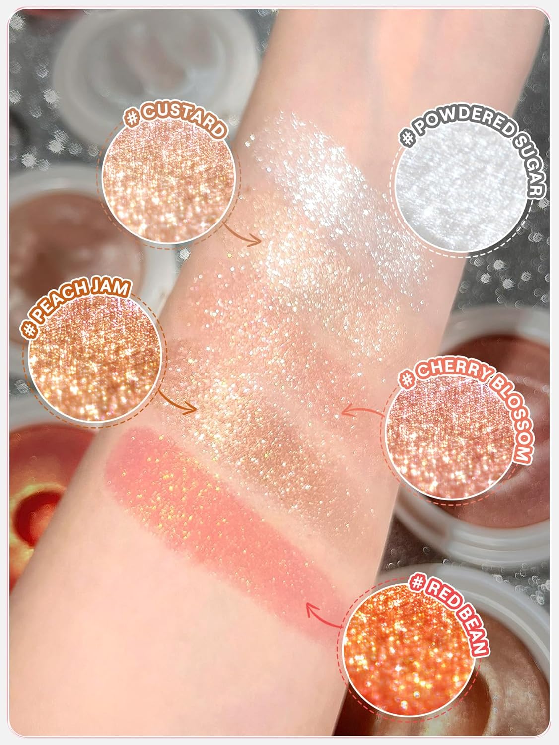SHEGLAM Glowchi Bouncy Highlighter Mochi-like Formula Highlighter Long-lasting Shimmer Makeup-Powdered Sugar