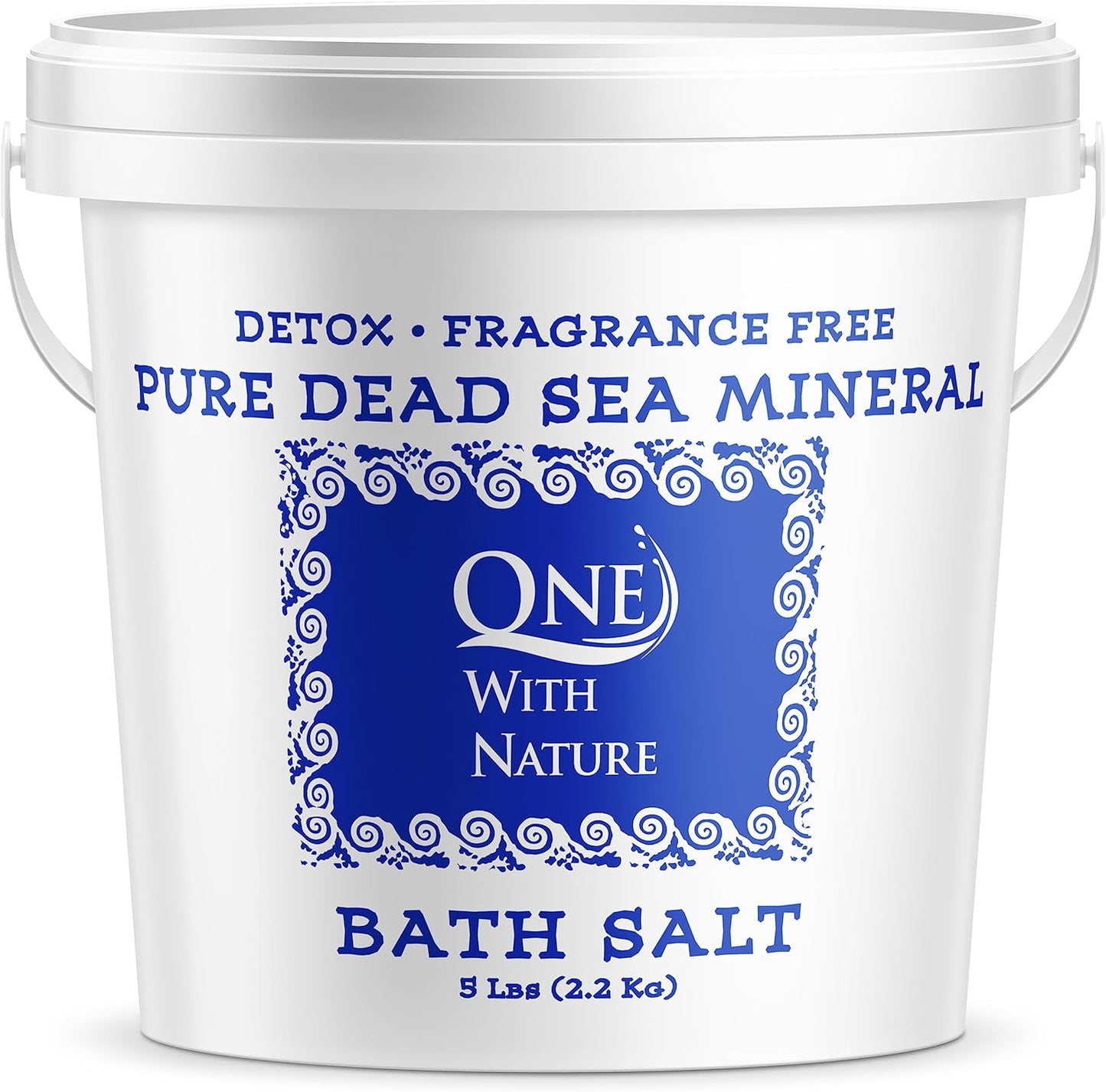 One With Nature 100% Pure Dead Sea Salt for Bath, 5lb Unscented. Dead Sea Salt is high in Essential Minerals, Such as Magnesium, Sulfur, Zinc, Potassium. Exfoliates, Nourishes Skin, Helps Restore pH