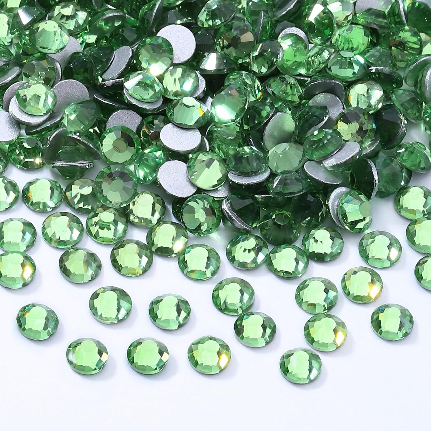 Light Green Flatback Rhinestones, Glass Rhinestones for Nail Art and Craft, Glue Fix, Loose Crystal Gemstones(Lt.Green, SS12, 2880pcs, 2.9-3.0mm)