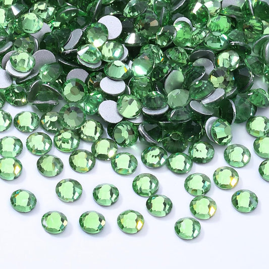 Light Green Flatback Rhinestones, Glass Rhinestones for Nail Art and Craft, Glue Fix, Loose Crystal Gemstones(Lt.Green, SS12, 2880pcs, 2.9-3.0mm)