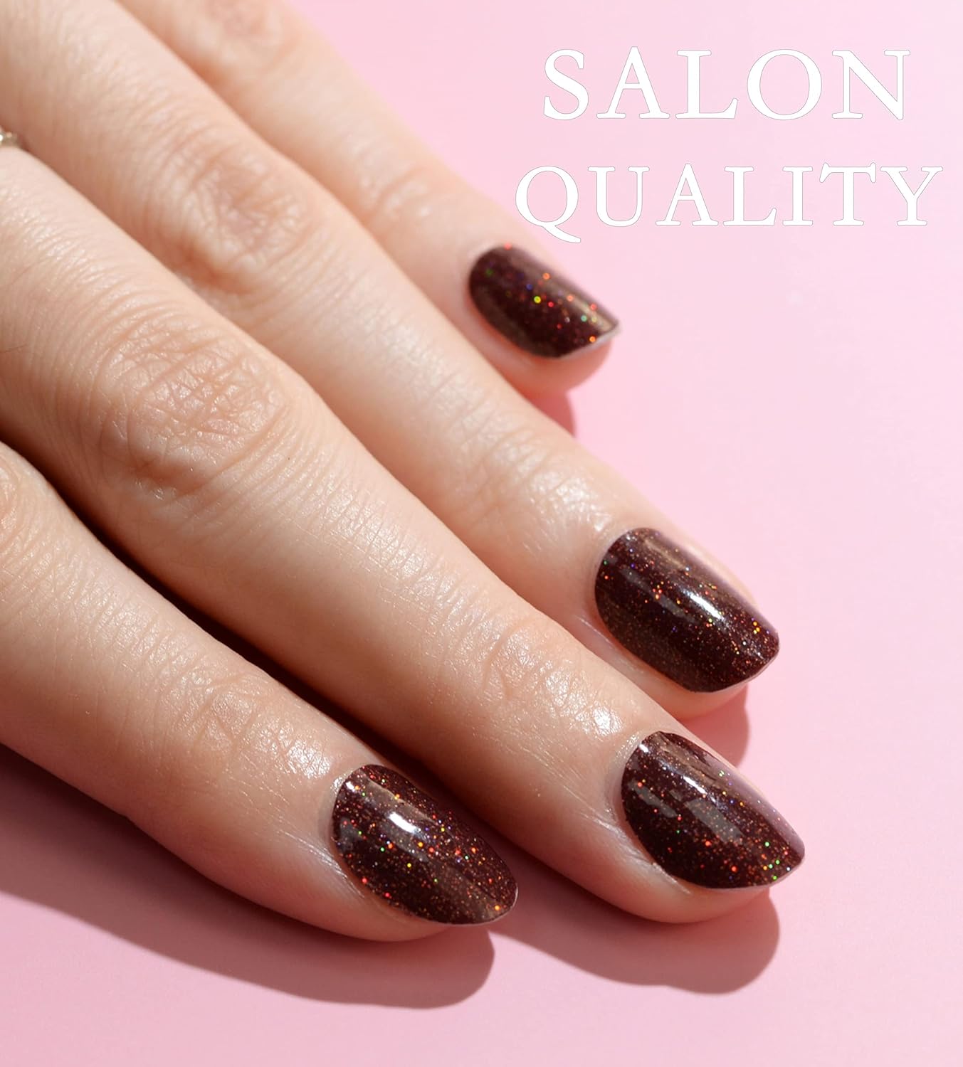 Nail Polish Strips Long Lasting, 20Pcs Wraps, Easy Apply& Remove Salon Quality Gel Nail Stickers (Melting Brown)