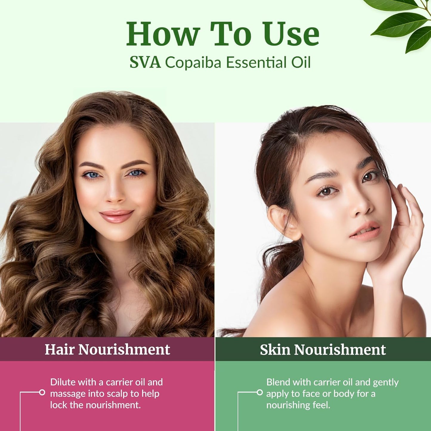 SVA Copaiba Essential Oil – 4 Fl Oz – 100% Natural Copaiba Oil - for Diffuser, Hair Care, Face, Skin Care, Aromatherapy, Scalp and Body Massage, Soap and Candle Making – with Dropper