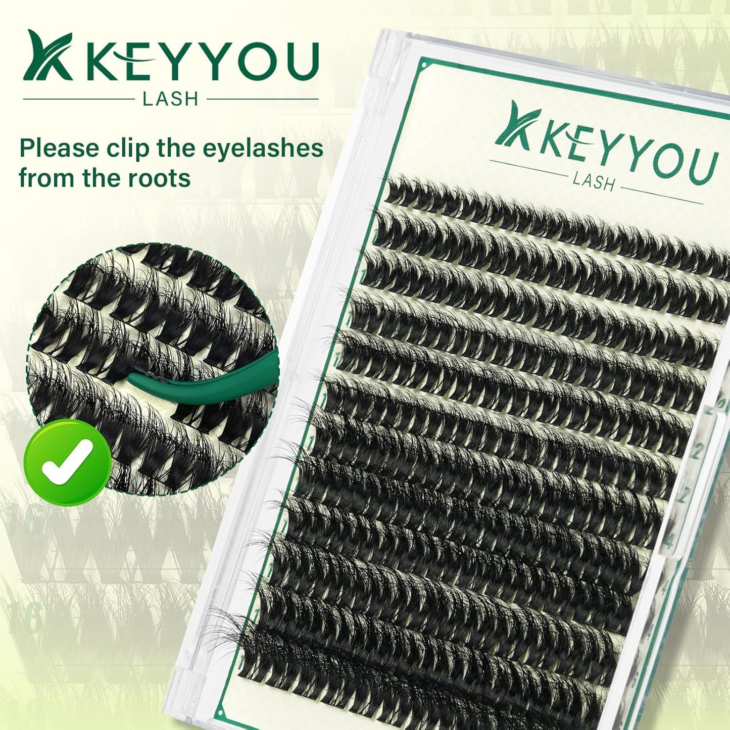 KEYYOULASH Flora Lash Clusters Kit 3D DIY Lashes Extension Kit Eyelash Clusters 144pcs Thick Individual Lashes Fluffy and Soft Wispy Volume Lashes with Waterproof Lash Bond and Seal & Remover (F01)