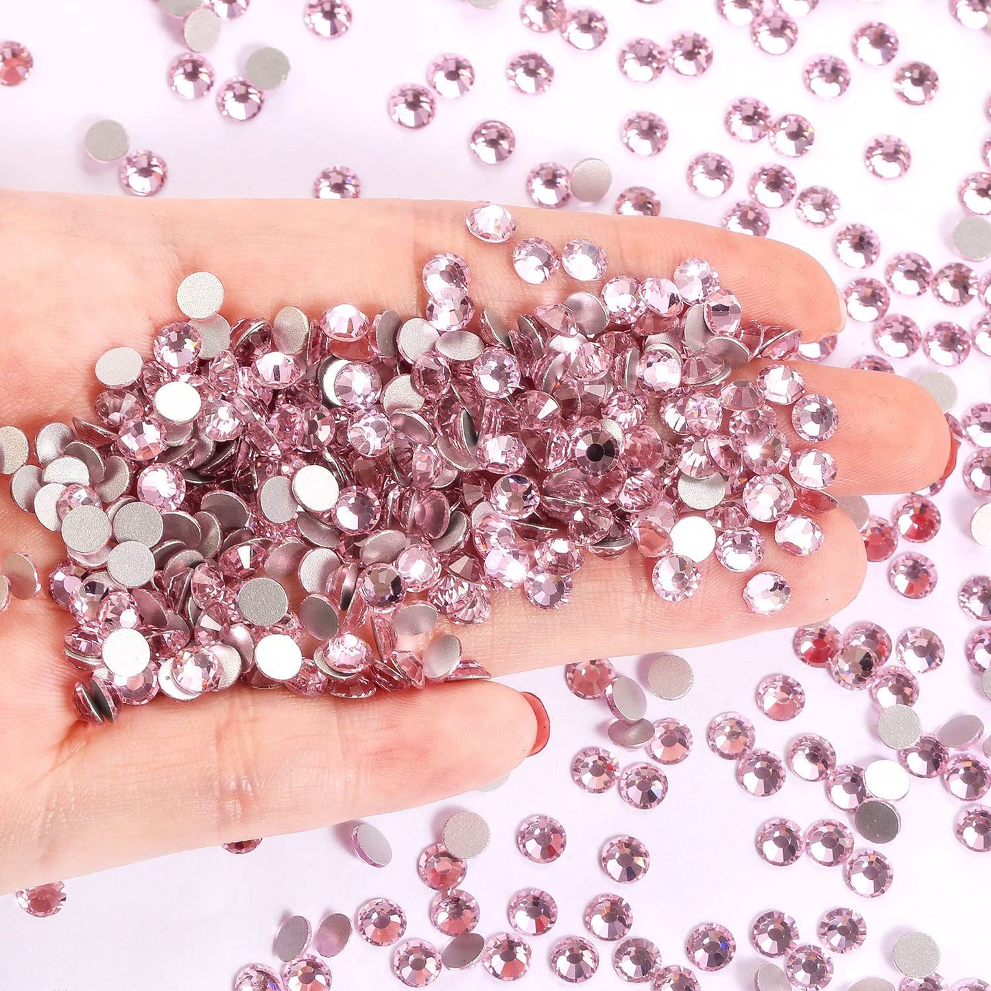 1440Pcs Light Pink Crystal Rhinestones,Glass Flatback Rhinestones Gemstones for Nail Face Makeup Art Crafts Clothes Decoration -(SS16,4.0mm,Light Pink)