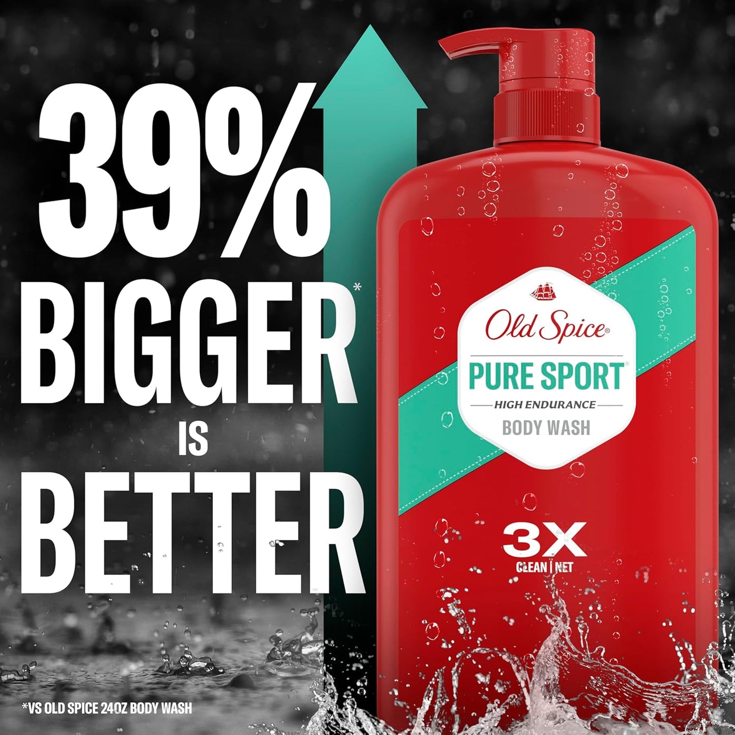 Old Spice Refreshing Body Wash for Men, High Endurance, 3X Defense, 24/7 Shower Fresh with Long Lasting Scent, Pure Sport Scent, 33.4 oz (Pack of 4)