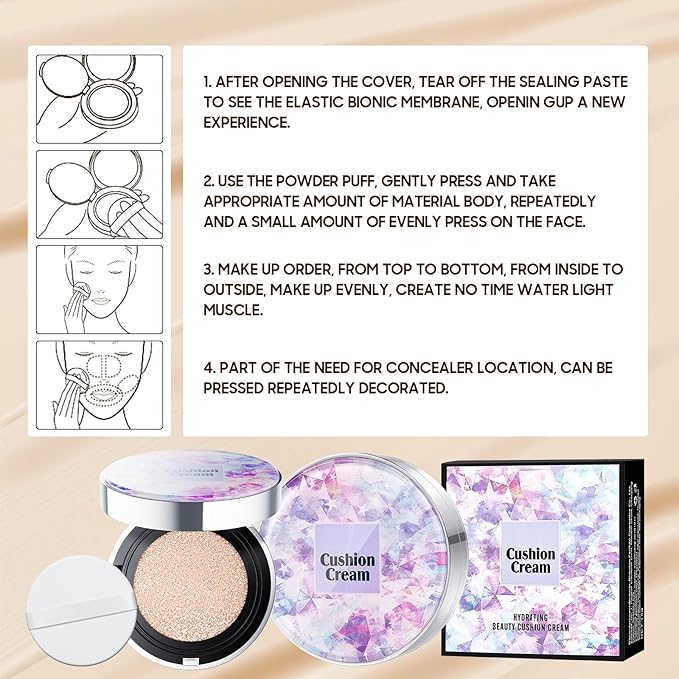 Mushroom Head Air Cushion CC Cream - BB Cream Foundation Makeup Moisturizing Concealer Long-Lasting, Cushion Foundation Full Coverage Self Adjusting (Natural, 1 PCS)
