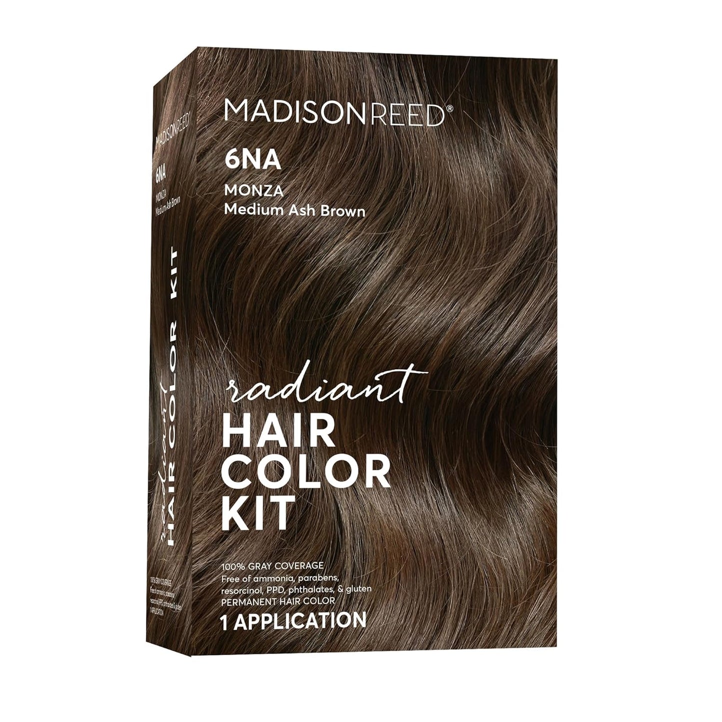 Madison Reed Radiant Hair Color Kit | 6NA Medium Ash Brown with Cool Smoky Undertones (Monza Brown) for 100% Gray Hair Coverage | Dimensional Permanent Hair Dye | PPD-Free & Ammonia-Free | 1 Pack