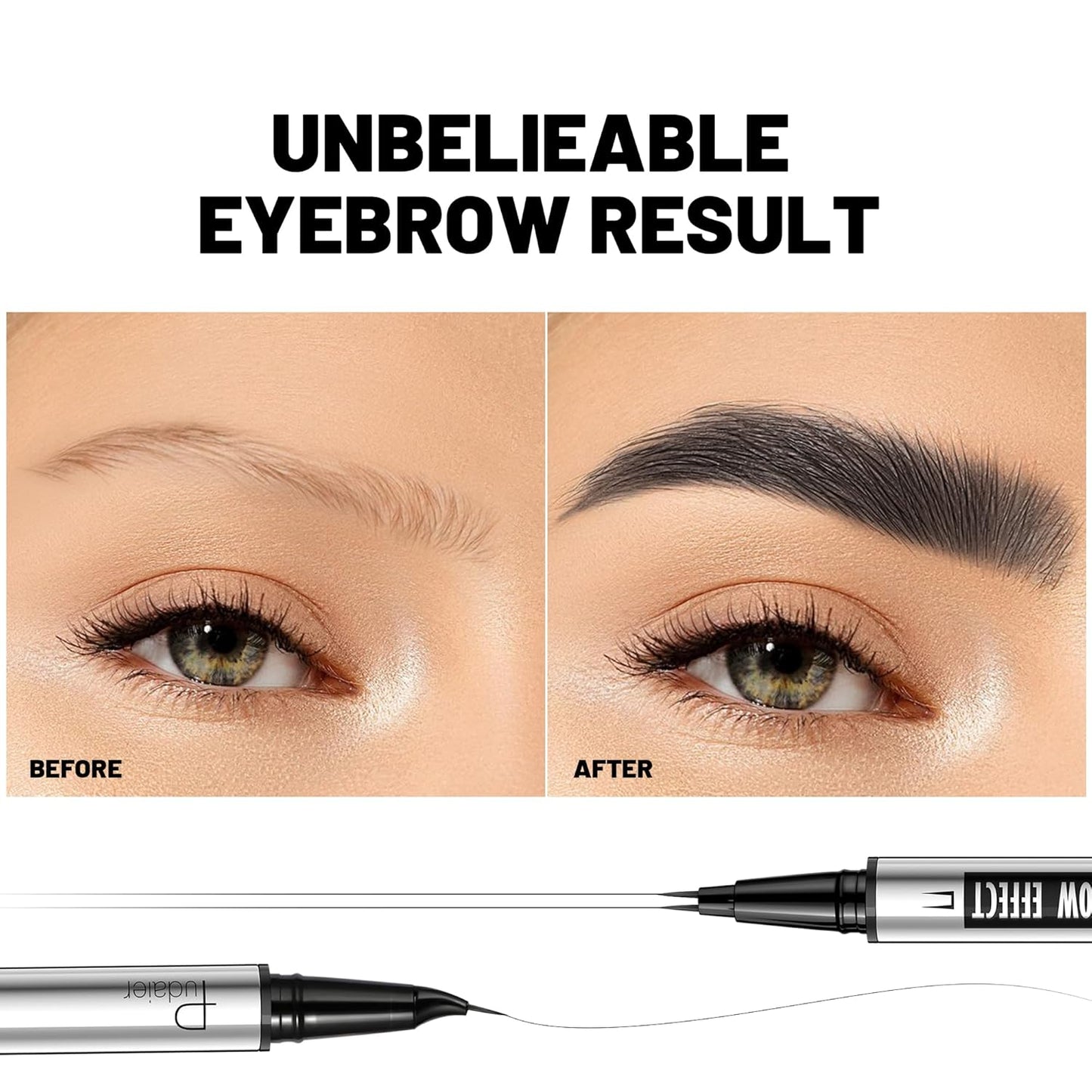 2-in-1 Dual Ended Microblading Eyebrow Pen & Eyebrow Brush, Waterproof 2-Fork-Tip & Precise Brush-Tip for Natural Hair-Like Brows, Perfect Eyebrows Make up,Last 24Hrs.