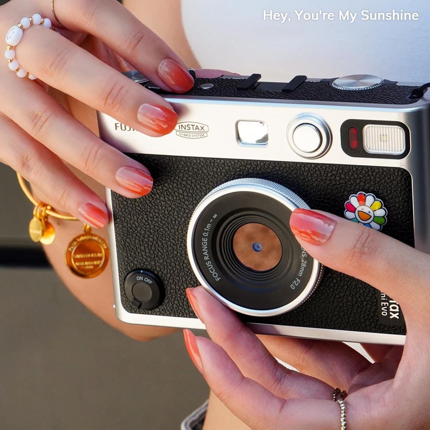 Semi Cured Gel Nail Strips | No LED Lamp Needed | Ombre, Orange, Spring | Easy Apply & Remove, Salon Quality |Includes 28 Strips, 1 Prep Pads, Nail File & Wooden stick - Hey, You're My Sunshine