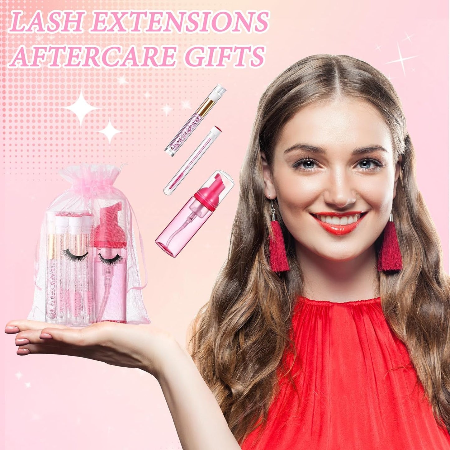 Zhehao 80 Pcs Lash Shampoo Bottle Brushes Kit 20 Foam Pump Dispensers 20 Lash Shampoo Brushes 20 Eyelash Aftercare Bag 20 Cleaning Pipes, Eyelash Extension Supplies(Colorful)