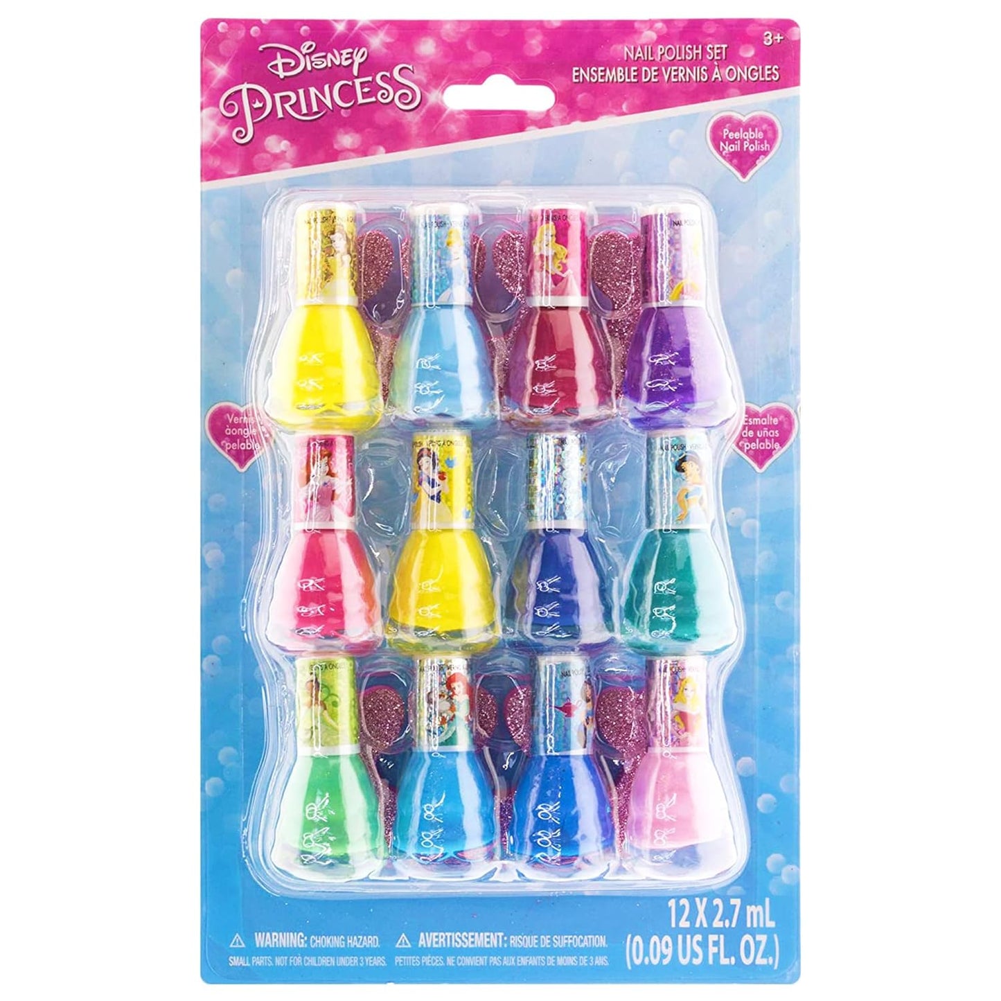 Townley Girl Disney Princess Non-Toxic Water-Based Peel-Off Quick Dry Nail Polish with Nail Separators|Gift Kit Set for Kids Girls|14 Pc Set - Perfect for Parties, Sleepovers and Makeovers