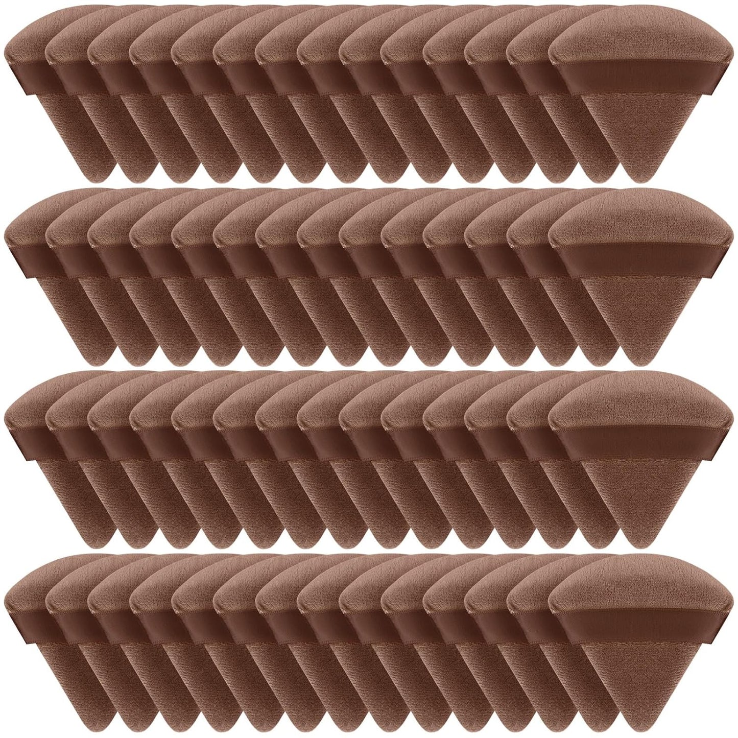 Suclain 48 Pcs Velour Triangle Powder Puff Soft Velour Makeup Puff for Face Powder Makeup Triangle Sponges for Wet and Dry Cosmetic Foundation Loose Mineral Body Tool(Brown)