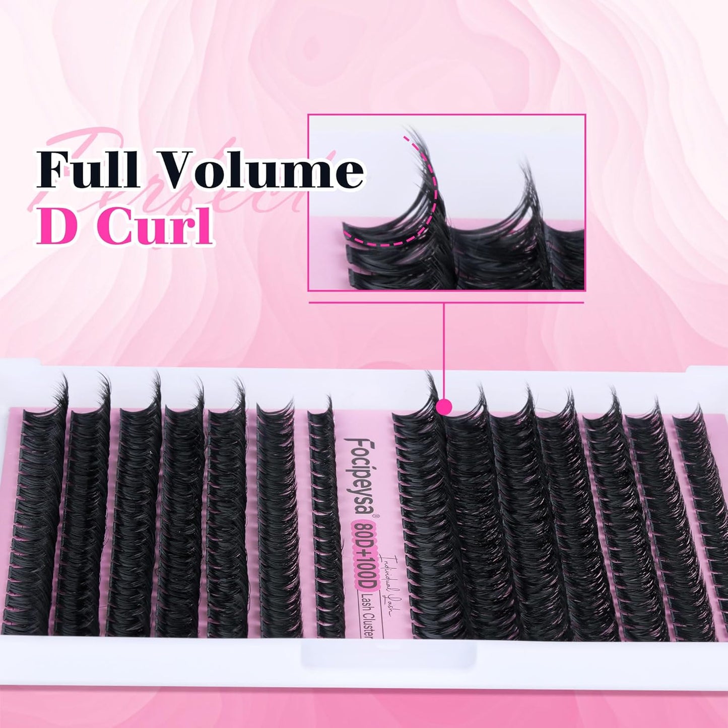 Focipeysa DIY Eyelash Extension Kit Lash Extension Kit D Curl Lash Clusters Kit Individual Eyelashes with Lash Bond and Lash Seal, Tweezers, DIY Lashes at Home (280Pcs 80D+100D 8-16mm)