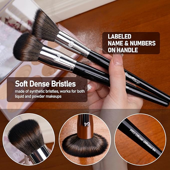 Bueart Design 36Pcs PRO Grade Natural Goat Hair Pony Bristles Makeup Brushes Set with Super Holder Professional-Grade Precision & Luxury Brush for beauty enthusiasts&professionals Makeup Artist