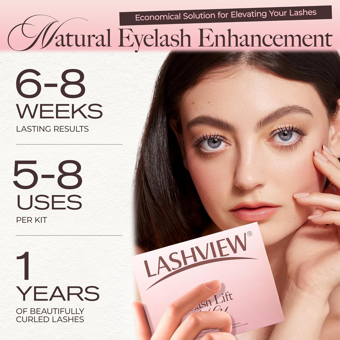 LASHVIEW Lash Lift Kit, Eyelash Perm Kit, Professional Eyelash Curling Lash Extension Set,Lash Curling, Semi-Permanent Curling Perming Wave Suitable for Salon（5PCS）